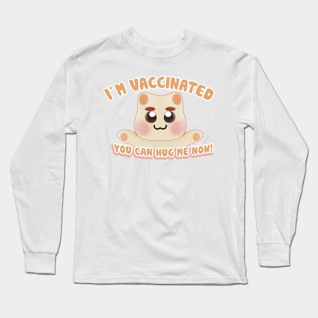 Vaccinated You Can Hug Me Now Kitty Long Sleeve T-Shirt by VelvepeachShop